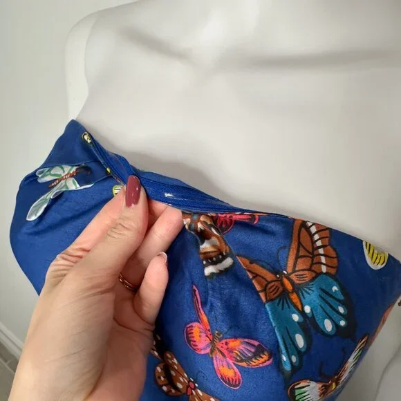 Anthropologie Nathalie Lete Paris Strapless Butterfly A-Line Mini Dress Size 0 - Picture 3 of 15
